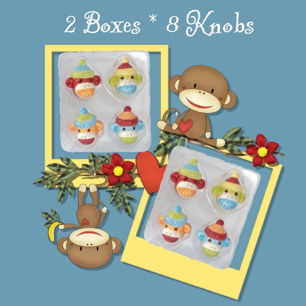 2 boxes  From Monkeez total  8 Drawer "Sock" Monkey Pulls 8 total knobs